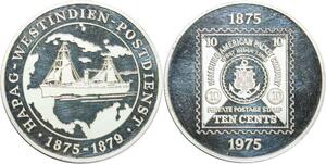 R0222 Medal Germany Hapag Westindien Postdienst Ship 1975 Silver Proof