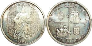 R0230 Portugal 1000 Escudos Manuel Ier 1998 Silver UNC -> Make Offer