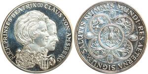 R0254 Netherlands Medal Princesse Beatrix Claus Von Amsberg Silver 999% 