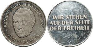 R0261 Medal Germany Konrad Adenauer Zum Gedenken 1876 1967 Silver Proof