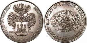 R0264 Medal Germany Rettet die Deichstrasse Hamburg 1730 Silver UNC - Offer