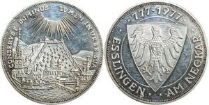 R0275 Medal Germany Esslingen Am Neckar Silver 1200 years 777 1977 Silver 