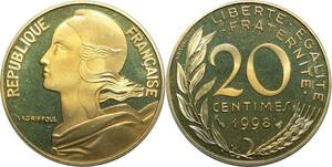 R0303 France 20 centimes Marianne Lagriffoul 1998 Sortie Coffret BE Proof