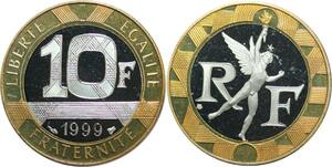 R0316 France 10 Francs Génie de la Bastille 1999 Sortie Coffret BE Proof