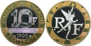 R0317 France 10 Francs Génie de la Bastille 1998 Sortie Coffret BE Proof