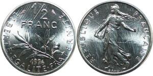 R0327 France 1/2 Franc Semeuse Roty 1974 Sortie Coffret FDC -> Make Offer