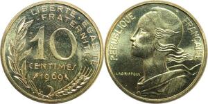 R0342 France 10 Centimes Marianne Lagriffoul 1969 sortie du coffret FDC