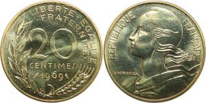 R0343 France 20 Centimes Marianne Lagriffoul 1969 sortie du coffret SPL