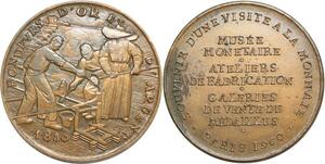 R0350 Médaille Souvenir Visite Monnaie Paris Atelier Monétaire1960 SUP
