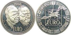 R0377 France Allemagne 10 Euros Général De Gaulle Adenauer Essai 1998 UNC