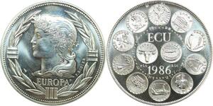 R0378 Europa France Medal Ecu 12 Etats Rodier Marianne 1986 UNC ->Offer