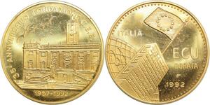 R0403 Italy Medal Ecu Dorata 35e Anniversario CEE 1957 1992 UNC - Offer