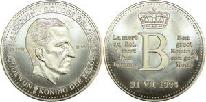 R0416 Belgique Médaille Mort Roi des Belges Baudoin 1993 UNC -> Make Offer