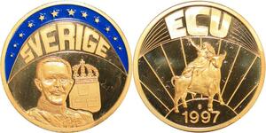 R0417 Sweden Medal Europe Ecu 1997 Roi des Suédois Proof -> Make Offer