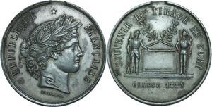 R0434 Médaille France Vieux Maire Souvenir Tirage au sort Classe 1887 SUP