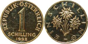 R0501 Austria One Schilling 1992 Vergoldet Plaqué Or -> Make Offer