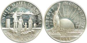 R0510 USA 1/2 Dollar Statue Liberty Nations immigrants 1986 Proof ->M Offer