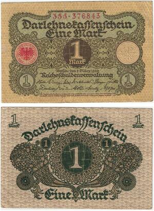 R0526 Germany Banknote 1 Mark 1920 -> Make Offer