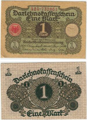 R0531 Germany Banknote 1 Mark 1920 -> Make Offer