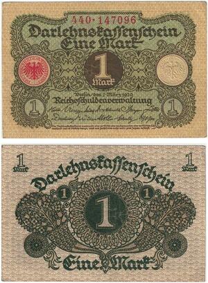 R0532 Germany Banknote 1 Mark 1920 AU -> Make Offer