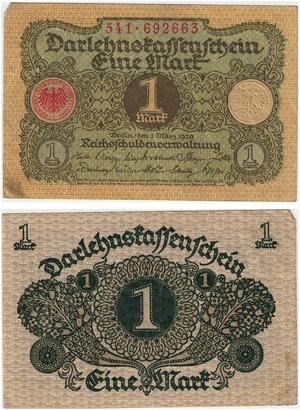 R0533 Germany Banknote 1 Mark 1920 AU-> Make Offer