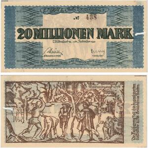 R0552 Rare Germany Banknote Kaiserslautern 20 Millionen Mark 1923 N°438 UNC