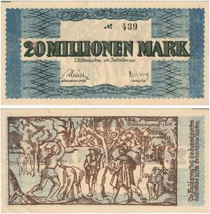 R0553 Rare Germany Banknote Kaiserslautern 20 Millionen Mark 1923 N°439 UNC