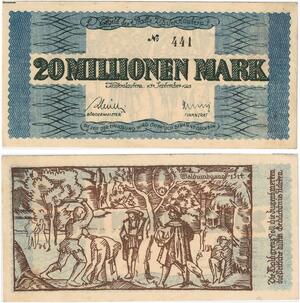 R0554 Rare Germany Banknote Kaiserslautern 20 Millionen Mark 1923 N°441 UNC