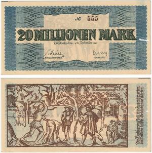 R0574 Rare Germany Banknote Kaiserslautern 20 Millionen Mark 1923 N°553 UNC