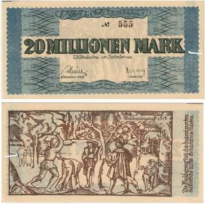 R0575 Rare Germany Banknote Kaiserslautern 20 Millionen Mark 1923 N°555 UNC