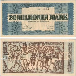 R0576 Rare Germany Banknote Kaiserslautern 20 Millionen Mark 1923 N°554 UNC