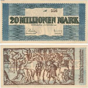 R0577 Rare Germany Banknote Kaiserslautern 20 Millionen Mark 1923 N°556 UNC