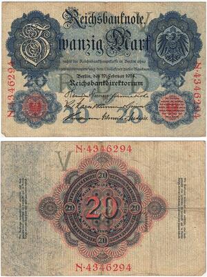 R0585 Germany Banknote WWI 20 Mark 1914 -> Make Offer