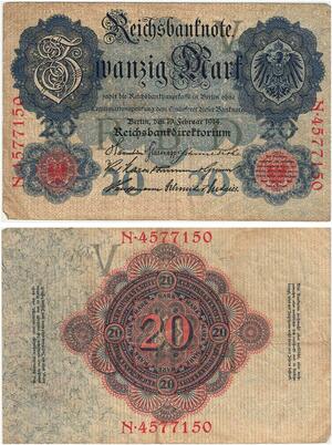 R0586 Germany Banknote WWI 20 Mark 1914 -> Make Offer