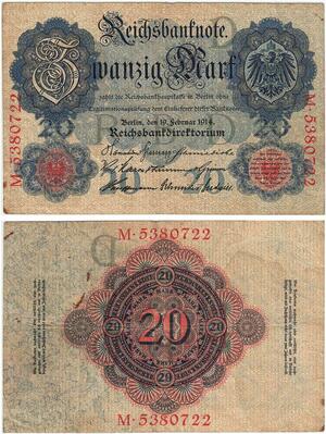 R0587 Germany Banknote WWI 20 Mark 1914 -> Make Offer