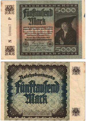R0594 Germany Banknote Inflation  5000 Mark 1922 -> Make Offer
