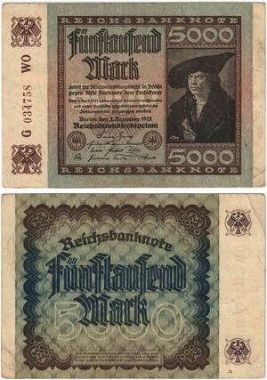 R0596 Germany Banknote Inflation  5000 Mark 1922 -> Make Offer