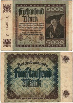 R0599 Germany Banknote Inflation 5000 Mark 1922 -> Make Offer