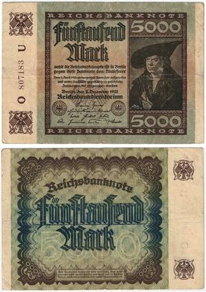 R0601 Germany Banknote Inflation  5000 Mark 1922 -> Make Offer
