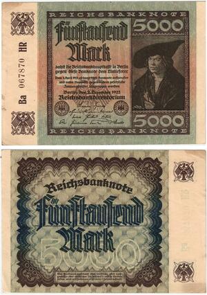 R0603 Germany Banknote Inflation 5000 Mark 1922 AU -> Make Offer