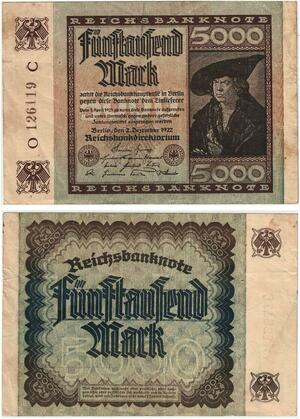 R0607 Germany Banknote Inflation  5000 Mark 1922 -> Make Offer