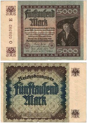 R0608 Germany Banknote Inflation  5000 Mark 1922 -> Make Offer
