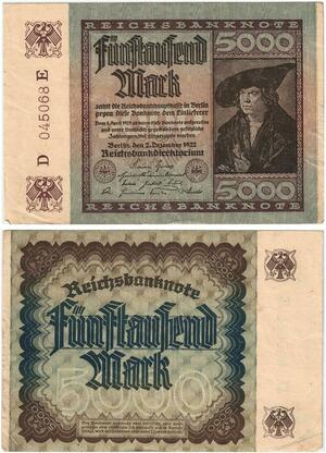 R0610 Germany Banknote Inflation 5000 Mark 1922 -> Make Offer