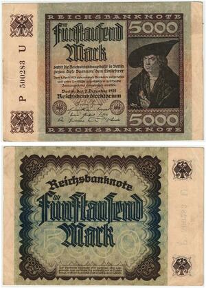 R0613 Germany Banknote Inflation  5000 Mark 1922 -> Make Offer