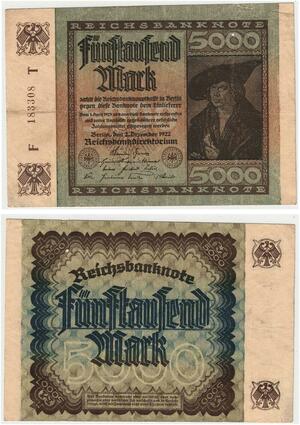 R0615 Germany Banknote Inflation  5000 Mark 1922 -> Make Offer