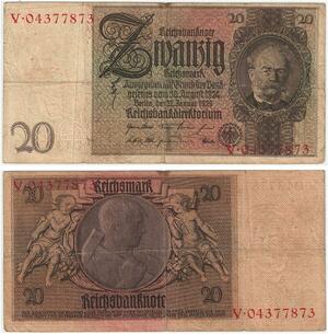 R0620 Germany Banknote Crash Wall Street   20 Reichsmark 1929 -> Make Offer