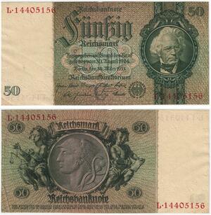 R0626 Germany Banknote 50 Reichsmark 1933 AU -> Make Offer