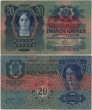 R0631 Austria Hungary Deutschosterreich 20 Korona 1913 -> Make Offer