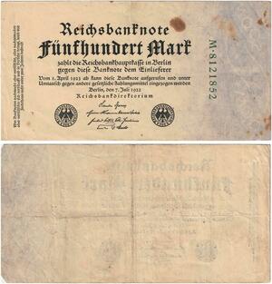 R0641 Germany Banknote Inflation 500 Mark 1922 -> Make Offer