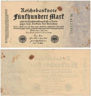 R0642 Germany Banknote Inflation 500 Mark 1922 -> Make Offer